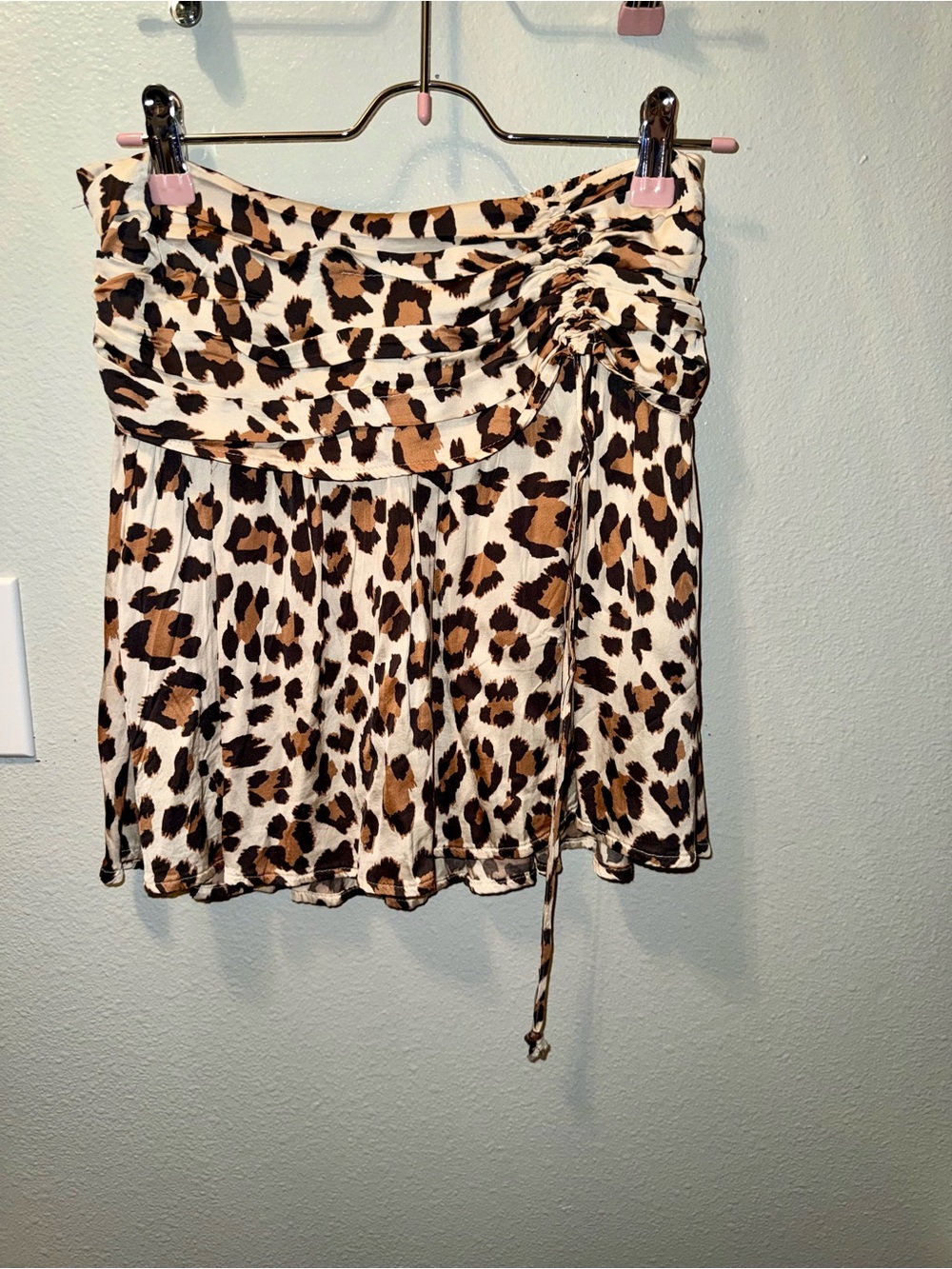 aerie Leopard Print Ruched Mini Skirt - Brown & Black